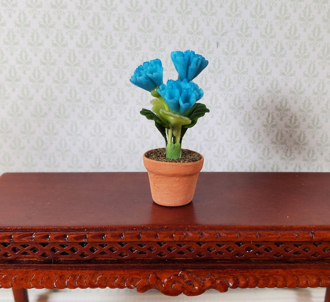 Dollhouse Blue Phlox Potted in a Terra Cotta Pot 1:12 Scale Miniature Plant - MiniatureCrush