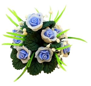 Dollhouse Blue Roses and Dried Flowers Centerpiece 1:12 Scale Miniature - MiniatureCrush
