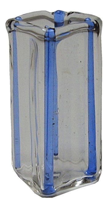 Dollhouse Blue Striped Square Modern Glass Vase 1:12 Scale Miniature Flowers - MiniatureCrush