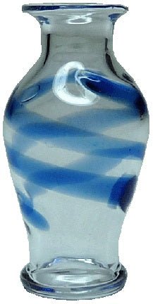 Dollhouse Blue Swirl Classic Pedestal Glass Vase 1:12 Scale Miniature Decor - MiniatureCrush