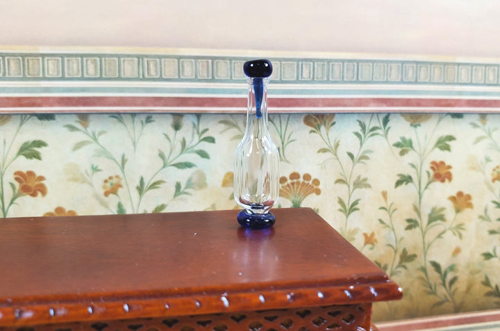 Dollhouse Blue Trim Glass Bottle with Top 1:12 Scale Miniature Decoration Drinks - MiniatureCrush