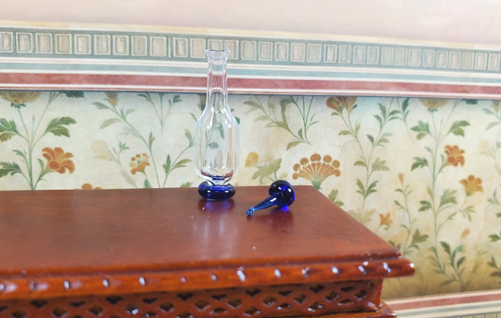 Dollhouse Blue Trim Glass Bottle with Top 1:12 Scale Miniature Decoration Drinks - MiniatureCrush