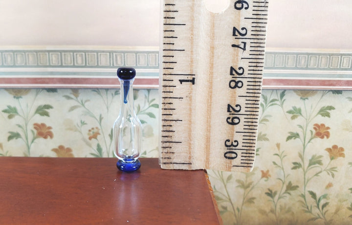 Dollhouse Blue Trim Glass Bottle with Top 1:12 Scale Miniature Decoration Drinks - MiniatureCrush