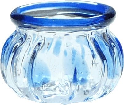 Dollhouse Blue Trimmed Crystal Bowl 1:12 Scale Miniature Kitchen Decor Flowers - MiniatureCrush