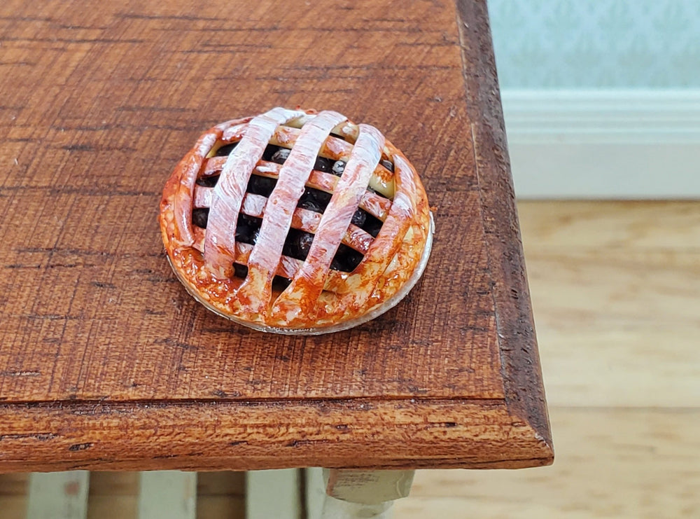 Dollhouse Blueberry Pie in Metal Tin 1:12 Scale Miniature Kitchen Food Bakery - Miniature Crush