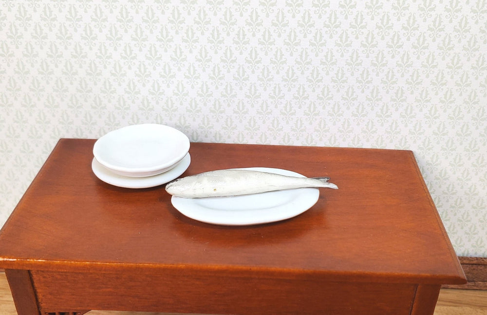 Dollhouse Bluefish on a Plate 1:12 Scale Miniature Food Kitchen - MiniatureCrush