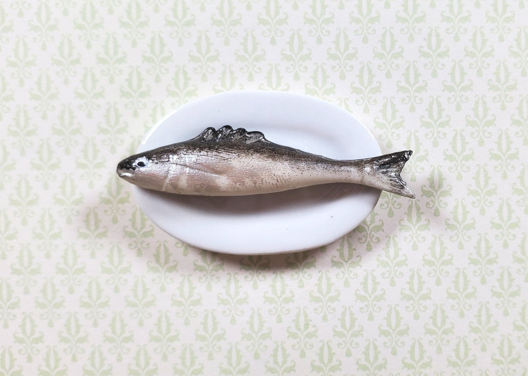 Dollhouse Bluefish on a Plate 1:12 Scale Miniature Food Kitchen - MiniatureCrush