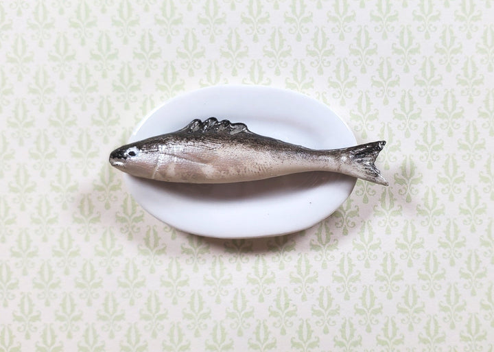 Dollhouse Bluefish on a Plate 1:12 Scale Miniature Food Kitchen - MiniatureCrush