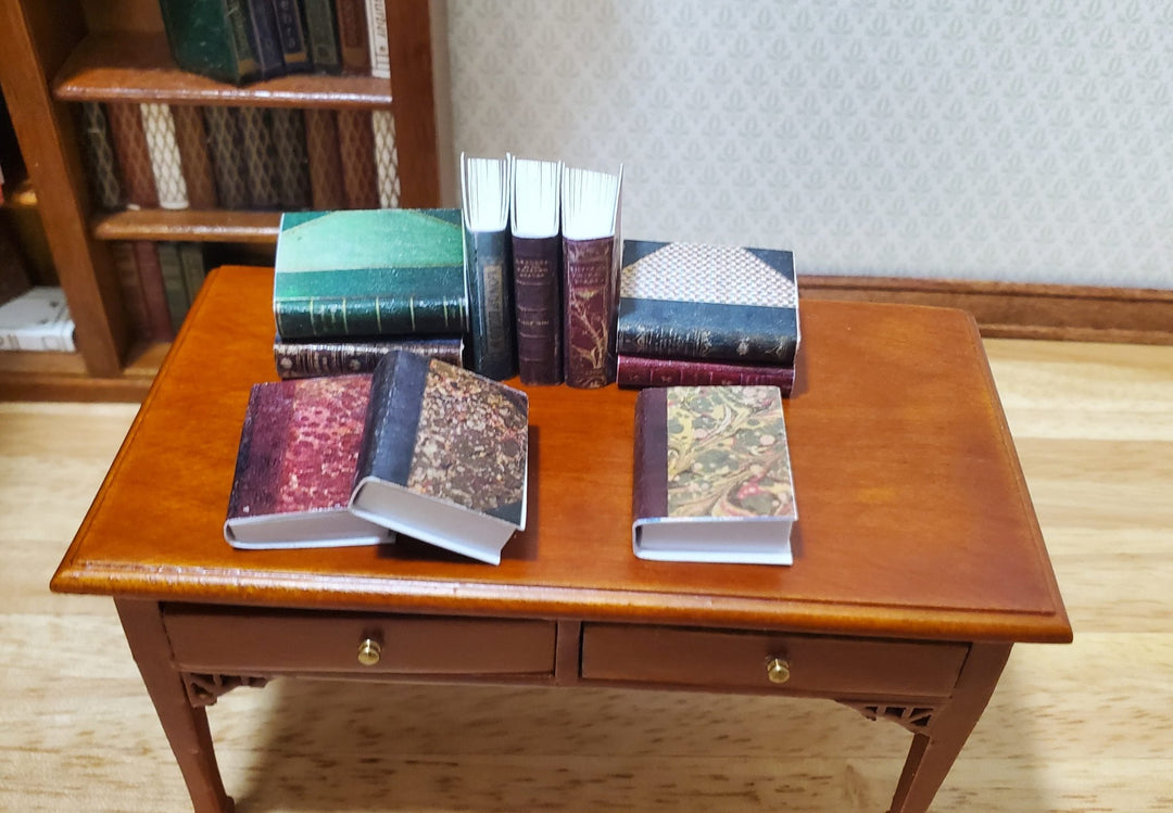 Dollhouse Book Set x10 Antique Style Set 4 1:12 Scale (blank inside) Handmade - MiniatureCrush