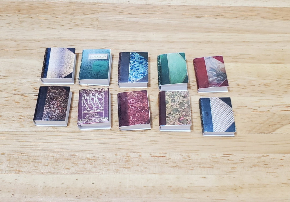 Dollhouse Book Set x10 Antique Style Set 4 1:12 Scale (blank inside) Handmade - MiniatureCrush