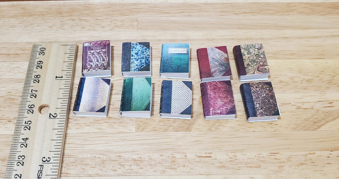 Dollhouse Book Set x10 Antique Style Set 4 1:12 Scale (blank inside) Handmade - MiniatureCrush