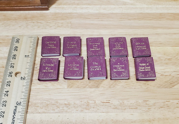 Dollhouse Book Set x10 Charles Dickens 1:12 Scale (blank inside) Handmade - MiniatureCrush