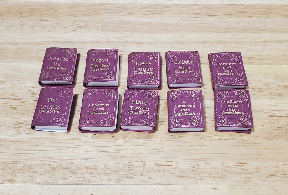 Dollhouse Book Set x10 Charles Dickens 1:12 Scale (blank inside) Handmade - MiniatureCrush