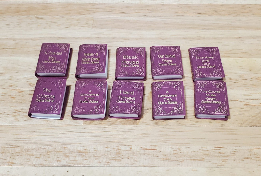 Dollhouse Book Set x10 Charles Dickens 1:12 Scale (blank inside) Handmade - MiniatureCrush