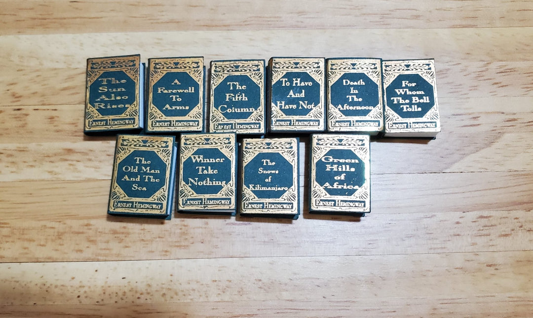 Dollhouse Book Set x10 Ernest Hemingway 1:12 Scale (blank inside) Handmade - MiniatureCrush