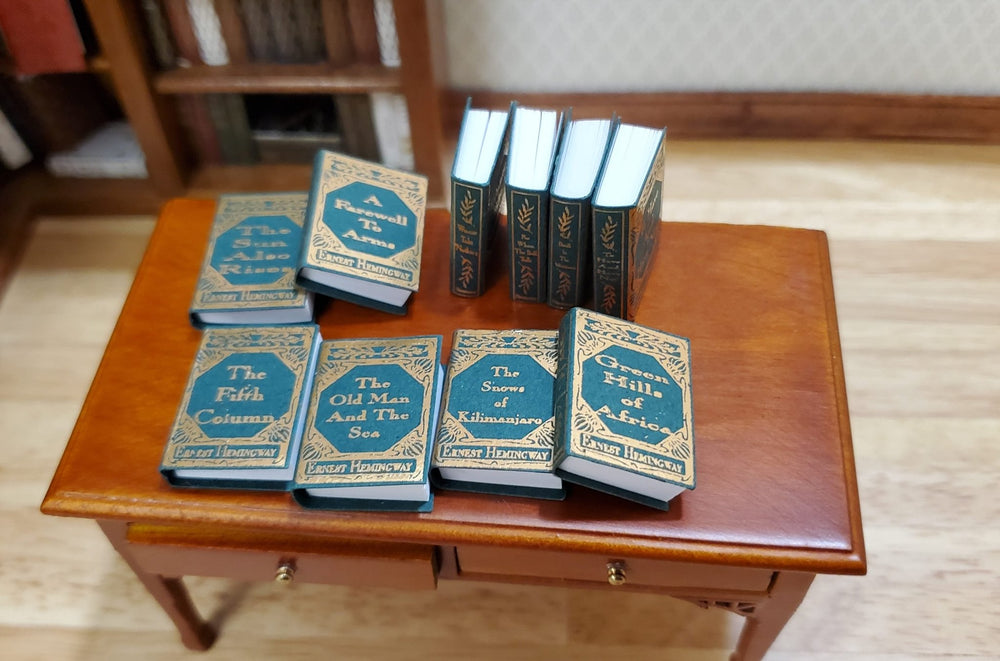 Dollhouse Book Set x10 Ernest Hemingway 1:12 Scale (blank inside) Handmade - MiniatureCrush