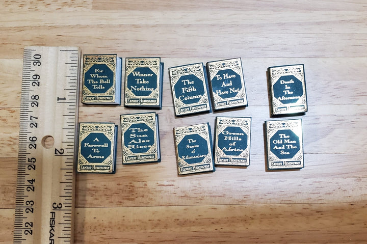 Dollhouse Book Set x10 Ernest Hemingway 1:12 Scale (blank inside) Handmade - MiniatureCrush