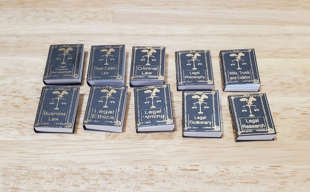 Dollhouse Book Set x10 Legal Reference 1:12 Scale (blank inside) Handmade - MiniatureCrush