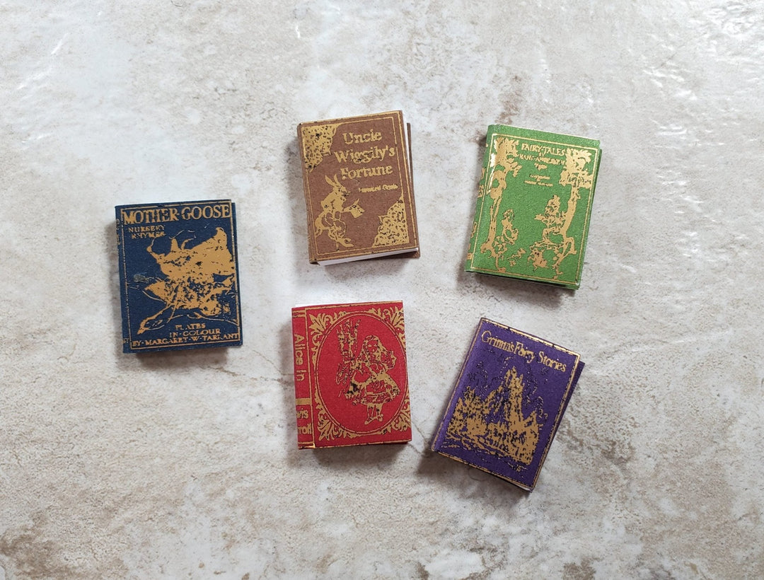 Dollhouse Book Set x5 Children's Classics 2 1:12 Scale (blank inside) - MiniatureCrush