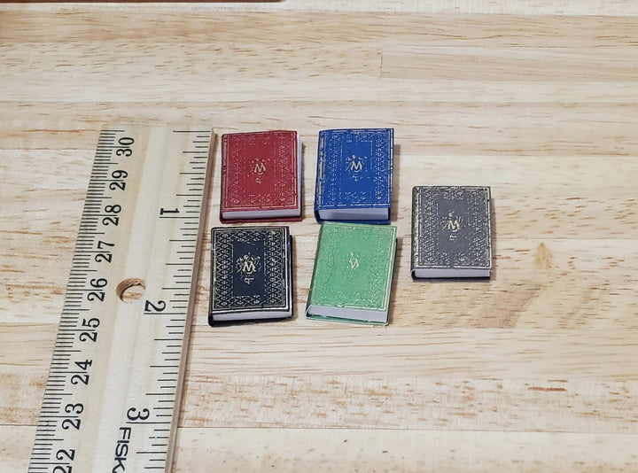 Dollhouse Book Set x5 Desk Reference 1:12 Scale Miniatures (blank inside) - MiniatureCrush