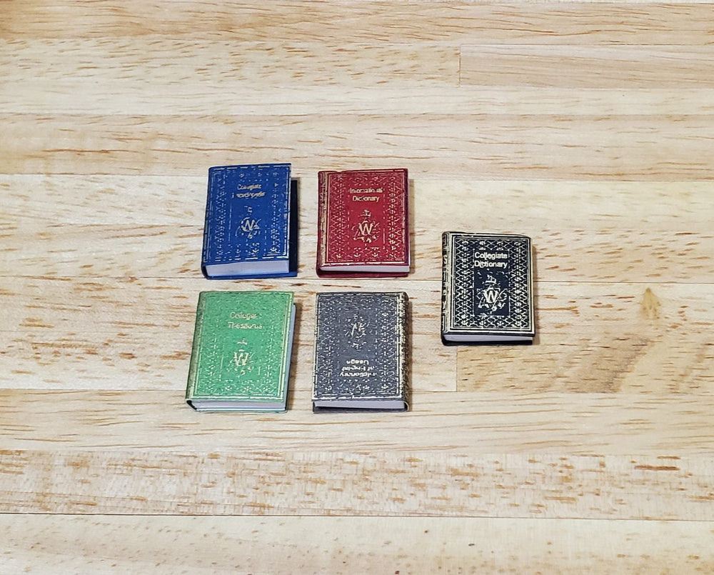 Dollhouse Book Set x5 Desk Reference 1:12 Scale Miniatures (blank inside) - MiniatureCrush
