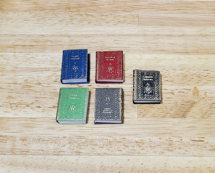 Dollhouse Book Set x5 Desk Reference 1:12 Scale Miniatures (blank inside) - MiniatureCrush