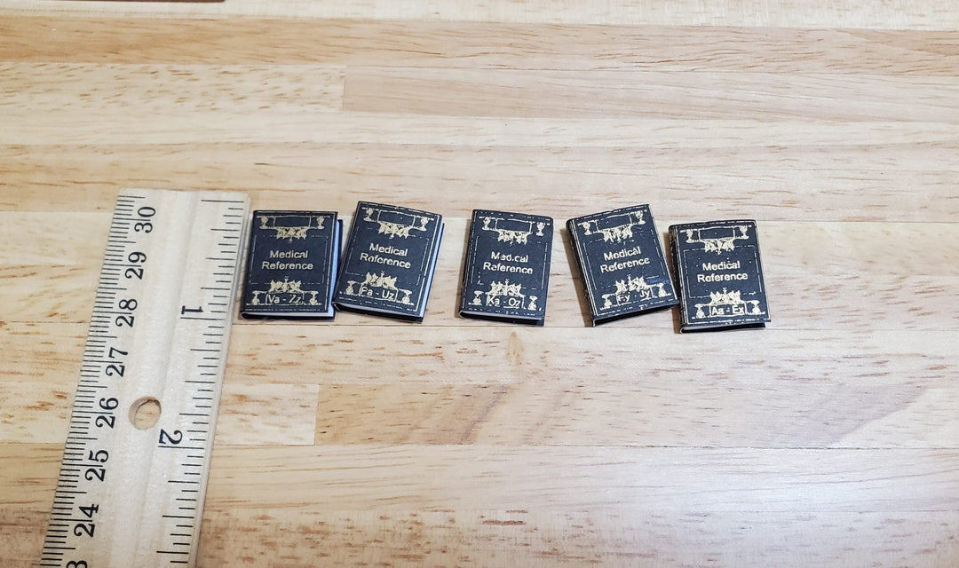 Dollhouse Book Set x5 Medical Reference 1:12 Scale Miniatures (blank inside) - MiniatureCrush
