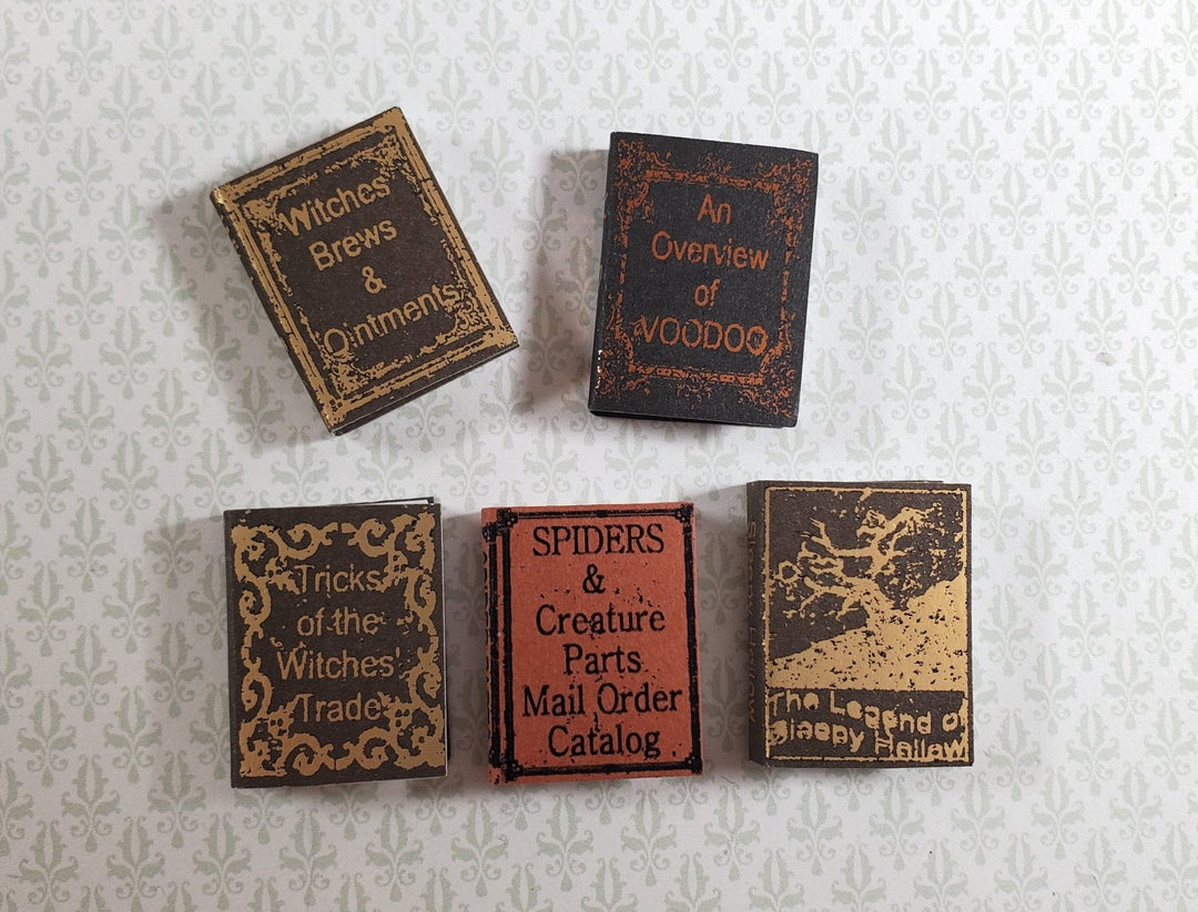 Dollhouse Book Set x5 Witch Reference 1:12 Scale Miniatures (blank inside) - Miniature Crush