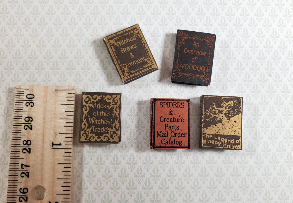 Dollhouse Book Set x5 Witch Reference 1:12 Scale Miniatures (blank inside) - Miniature Crush