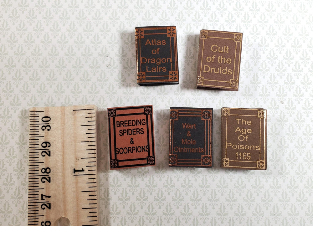 Dollhouse Book Set x5 Wizard Reference 1:12 Scale Miniatures (blank inside) - Miniature Crush