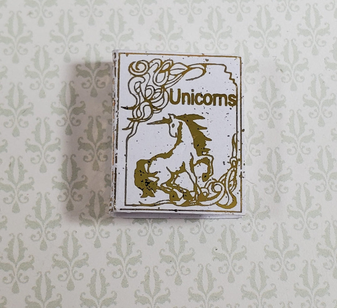 Dollhouse Book Unicorns Gold Gilt Accents 1:12 Scale Miniature (blank inside) - MiniatureCrush