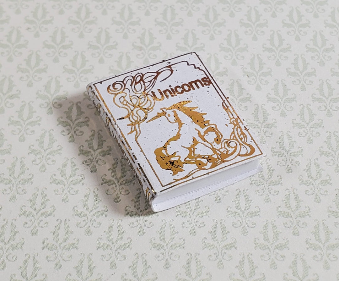 Dollhouse Book Unicorns Gold Gilt Accents 1:12 Scale Miniature (blank inside) - MiniatureCrush