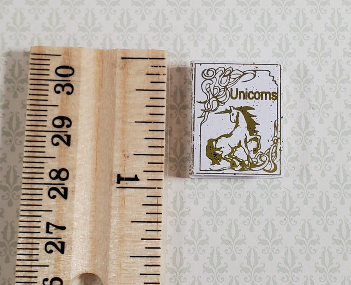Dollhouse Book Unicorns Gold Gilt Accents 1:12 Scale Miniature (blank inside) - MiniatureCrush