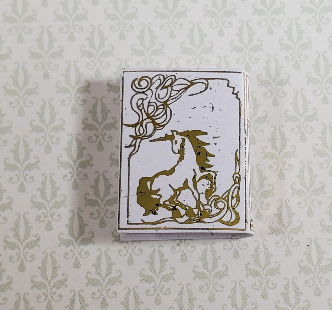 Dollhouse Book Unicorns Gold Gilt Accents 1:12 Scale Miniature (blank inside) - MiniatureCrush