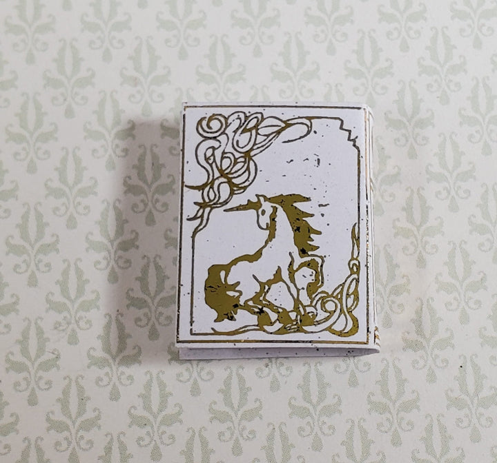 Dollhouse Book Unicorns Gold Gilt Accents 1:12 Scale Miniature (blank inside) - MiniatureCrush