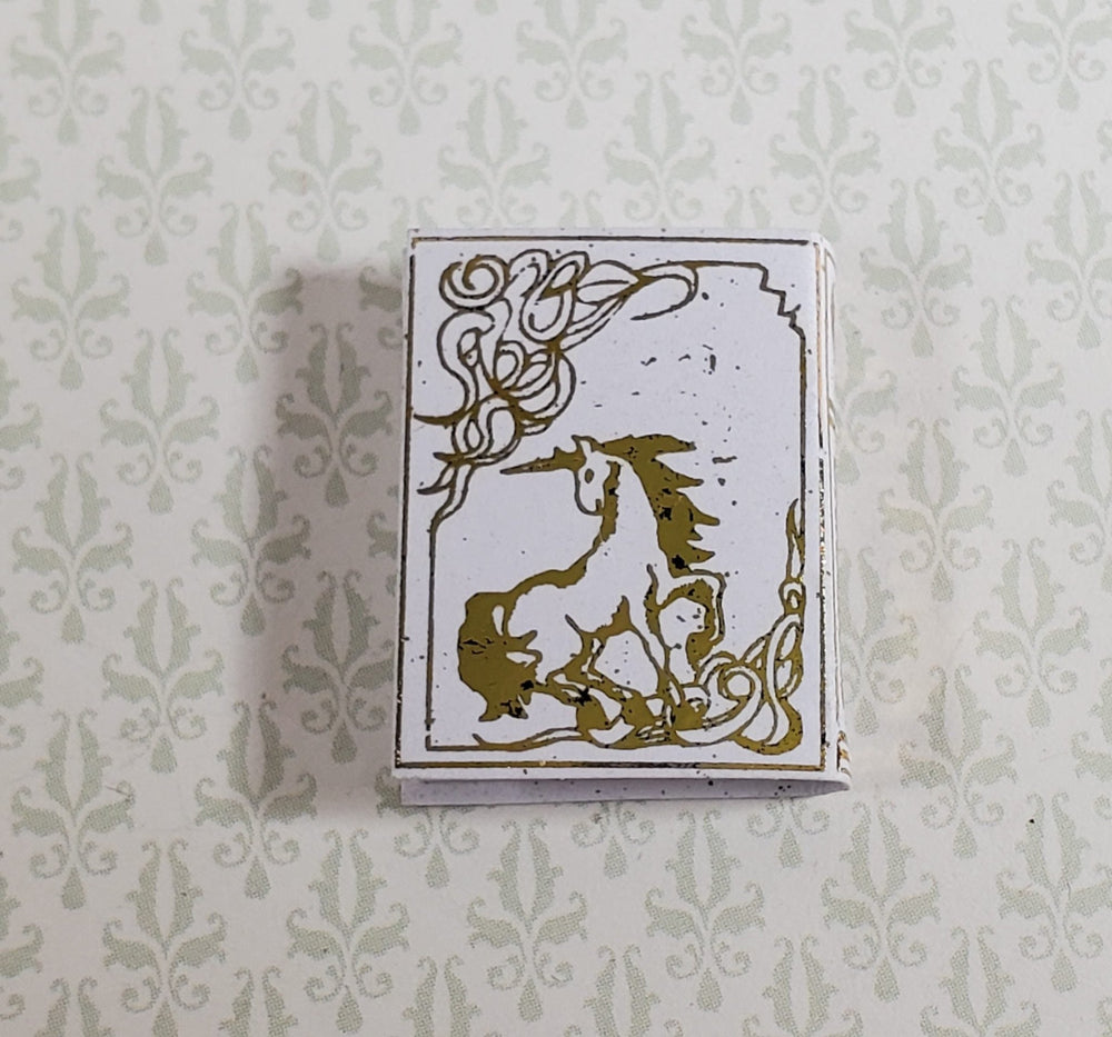 Dollhouse Book Unicorns Gold Gilt Accents 1:12 Scale Miniature (blank inside) - Miniature Crush