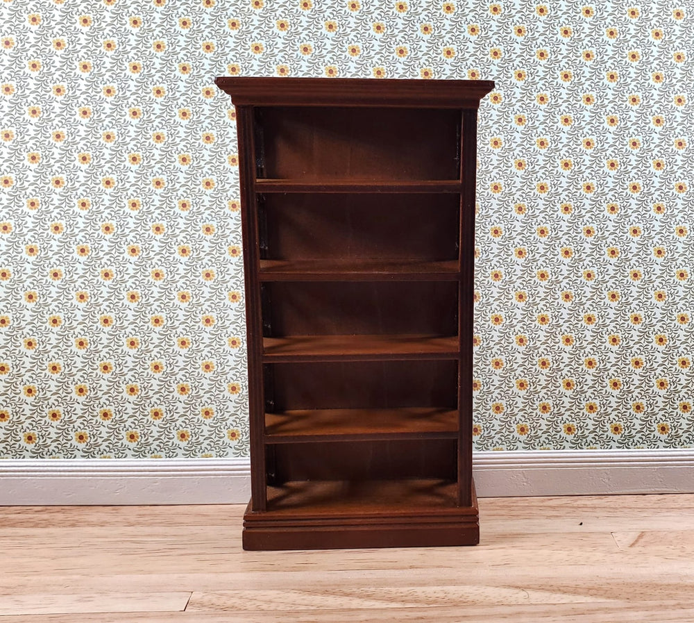 Dollhouse Bookcase Walnut Finish Bookshelf 1:12 Scale Furniture Shelves - Miniature Crush