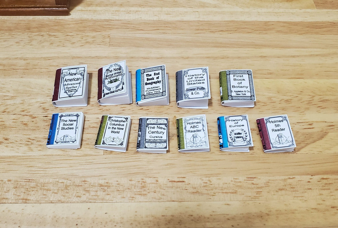 Dollhouse Books x11 Antique Schoolbooks 1:12 Scale (blank inside) Handmade - MiniatureCrush