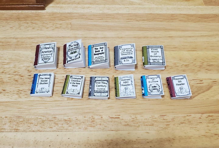 Dollhouse Books x11 Antique Schoolbooks 1:12 Scale (blank inside) Handmade - MiniatureCrush
