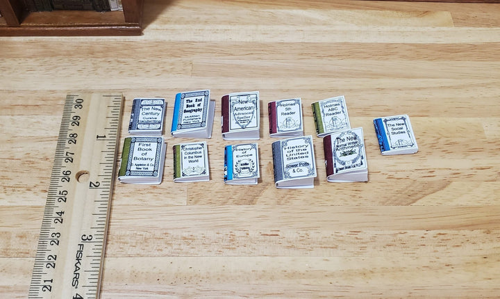 Dollhouse Books x11 Antique Schoolbooks 1:12 Scale (blank inside) Handmade - MiniatureCrush