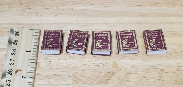 Dollhouse Books x5 Bronte Sisters 1:12 Scale Miniatures (blank inside) Handmade - MiniatureCrush