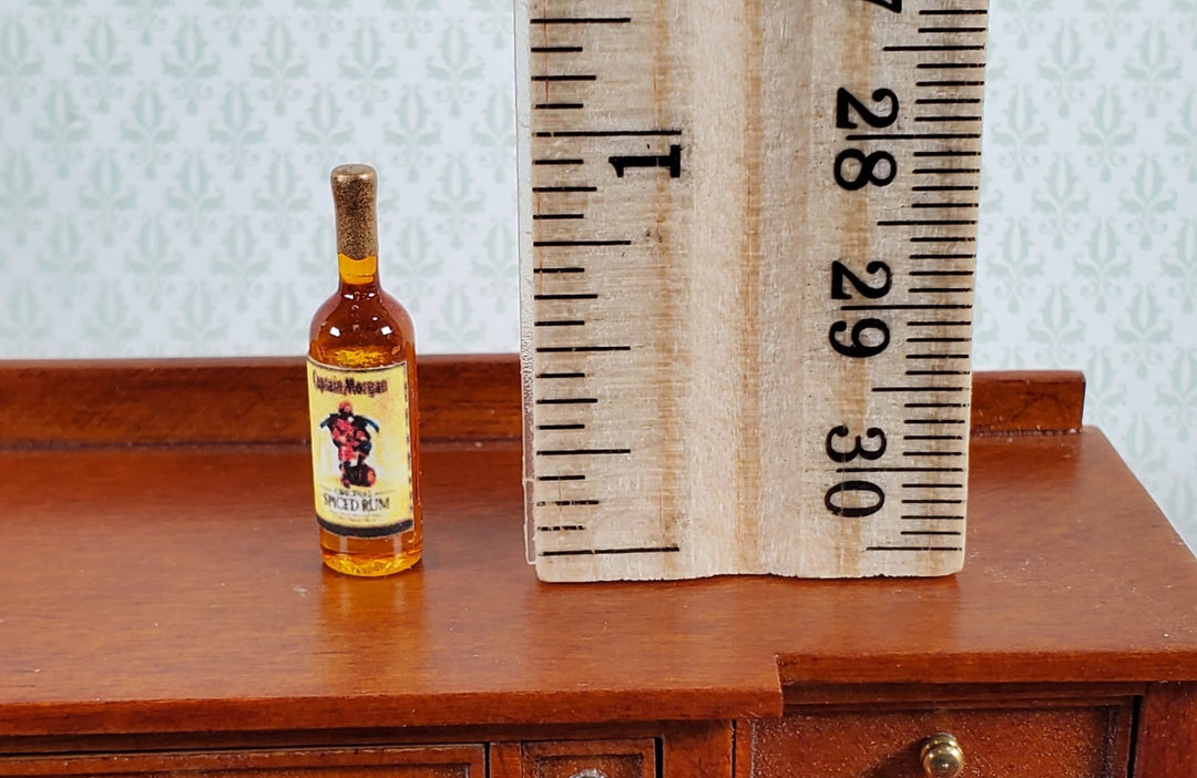 Dollhouse Bottle of Spiced Dark Rum 1:12 Scale Miniature 1" Tall Booze Drinks - Miniature Crush