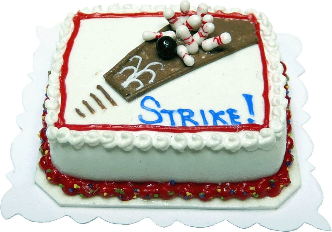 Dollhouse Bowling Sheet Cake 1:12 Scale Miniature Food Bakery Dessert Kitchen - MiniatureCrush