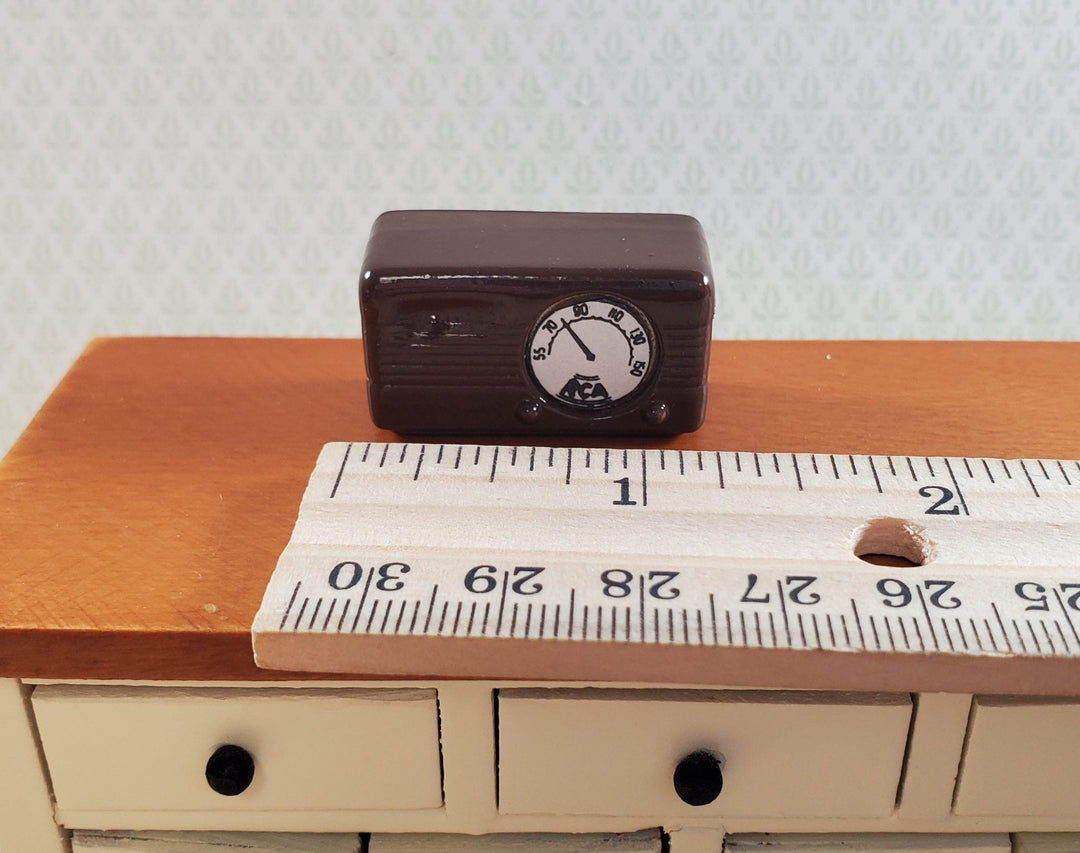 Dollhouse Box Radio Retro Style Brown Painted Metal 1:12 Scale - MiniatureCrush