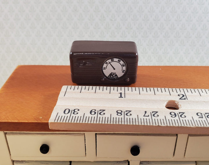 Dollhouse Box Radio Retro Style Brown Painted Metal 1:12 Scale - MiniatureCrush