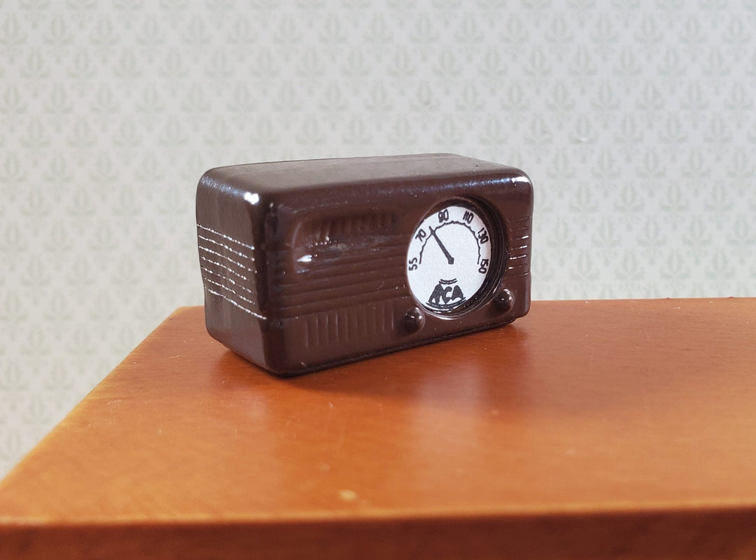 Dollhouse Box Radio Retro Style Brown Painted Metal 1:12 Scale - MiniatureCrush