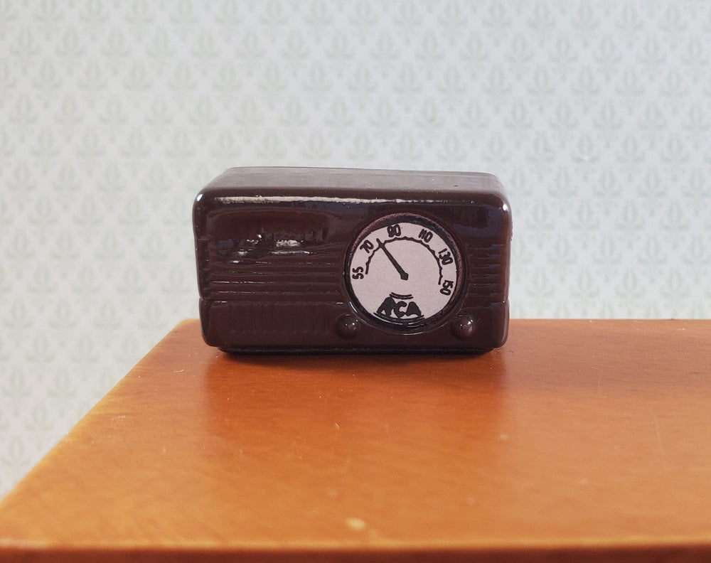 Dollhouse Box Radio Retro Style Brown Painted Metal 1:12 Scale - MiniatureCrush