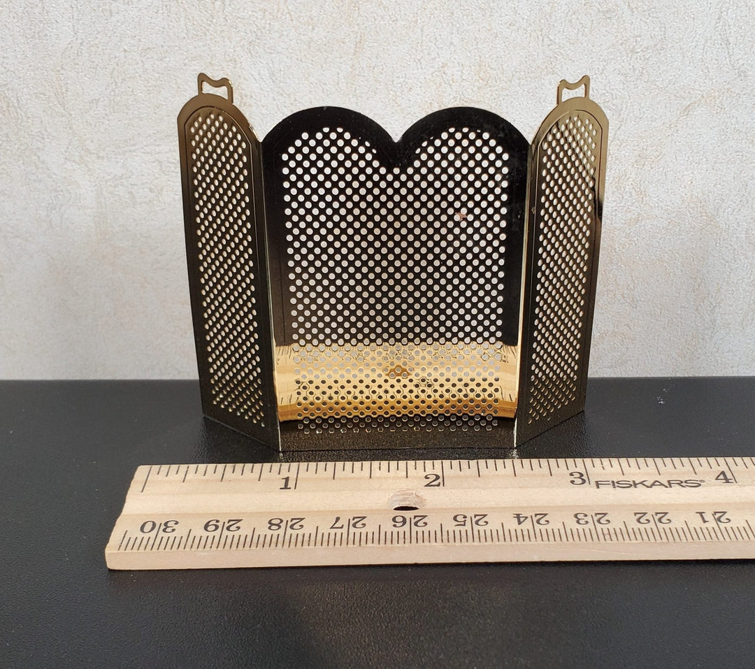 Dollhouse Brass Fireplace Screen Tall Gold Metal 1:12 Scale Miniature - MiniatureCrush