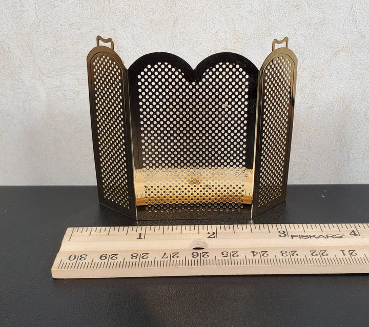 Dollhouse Brass Fireplace Screen Tall Gold Metal 1:12 Scale Miniature - MiniatureCrush