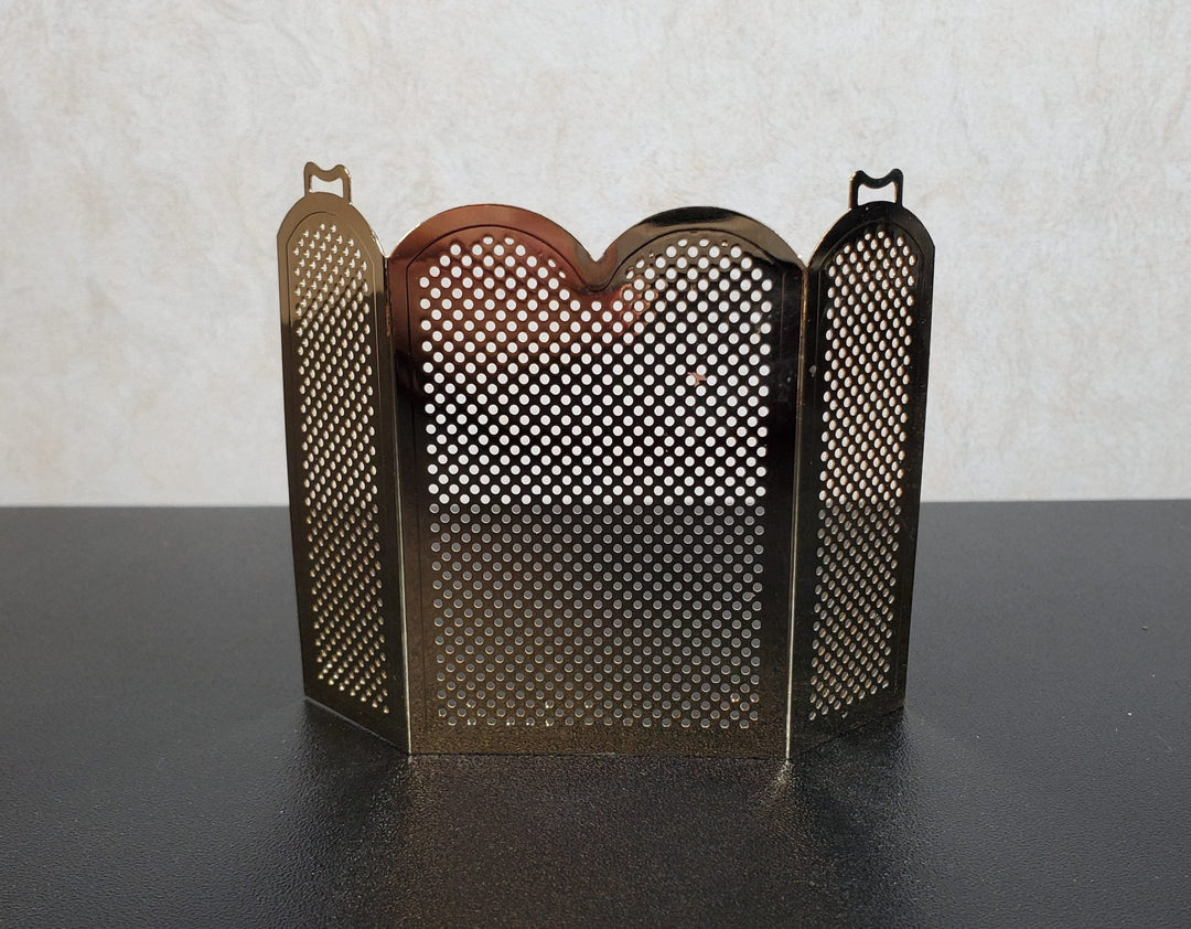 Dollhouse Brass Fireplace Screen Tall Gold Metal 1:12 Scale Miniature - MiniatureCrush